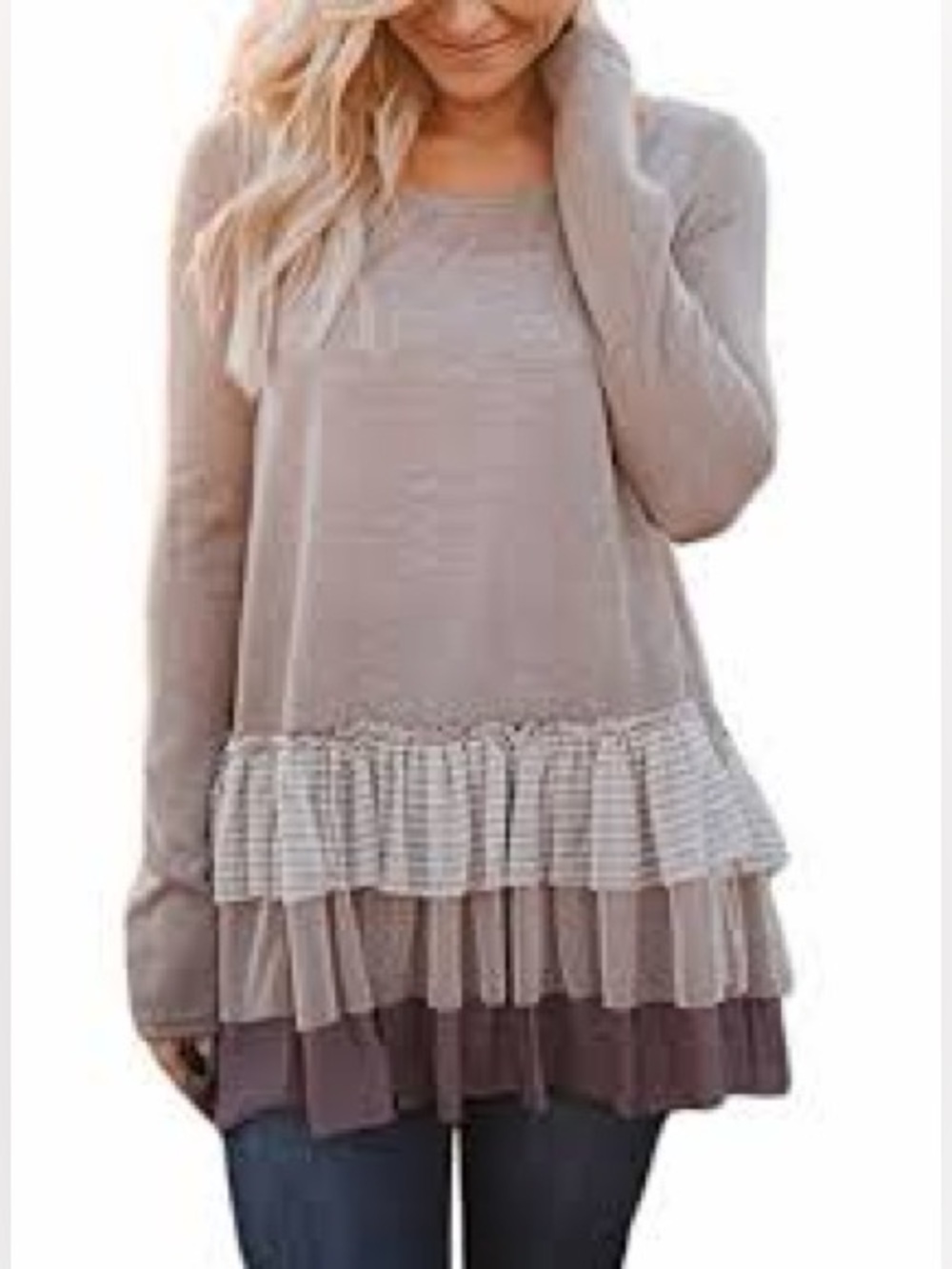 Anthropologie easel Heathered Taupe Knit Tunic Top